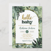 Monstera Tropical Greenerenery Baby Shower Einladung (Vorderseite)