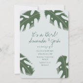 Monstera Tropical Greenery Girl Baby Shower Einladung (Vorderseite)
