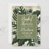 Monstera Tropical Imitats Gold Splash Brautparty Einladung (Vorderseite)
