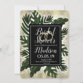 Monstera Tropical Imitats Gold Splash Brautparty Einladung (Vorderseite)