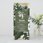 Monstera Tropical Imitats Gold Splash Details Einladung (Stehend Vorderseite)