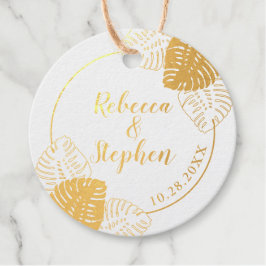 Monstera Tropical Leaf Border REAL FOLIE Round Geschenkanhänger