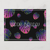 Monstera Tropical Leaf Happy Birthday Postkarte (Vorderseite)