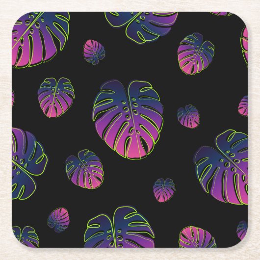 Monstera Tropical Leaf Illustration Muster Rechteckiger Pappuntersetzer (Vorderseite)