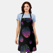 Monstera Tropical Leaf Illustration Muster Schürze (Getragen)