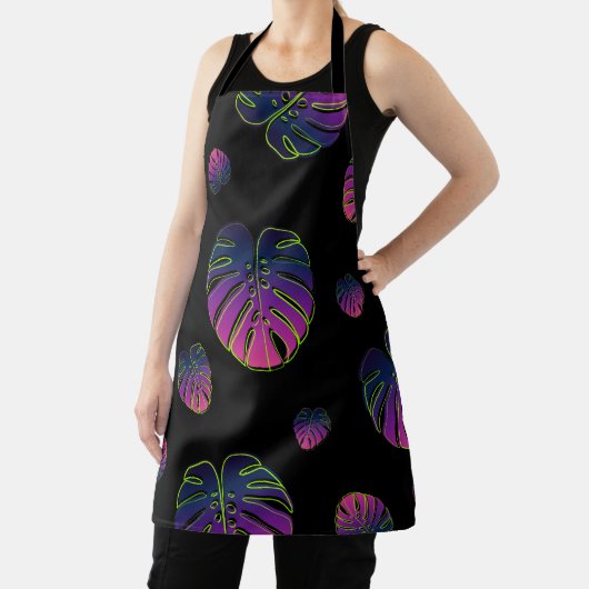 Monstera Tropical Leaf Illustration Muster Schürze (InSitu)