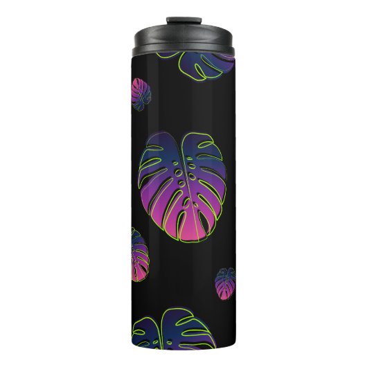 Monstera Tropical Leaf Illustration Muster Thermosbecher (Vorderseite)