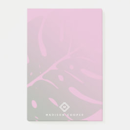 Monstera Tropical Leaf Monogram Post-it Klebezettel