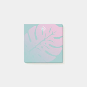 Monstera Tropical Leaf Monogram Post-it Klebezettel