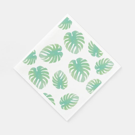 Monstera Tropical Leaf Muster Green Serviette (Ecke)