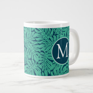 Monstera Tropical Leaf Muster Monogramm Jumbo-Tasse