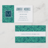 Monstera Tropical Leaf Muster| Monogramm Visitenkarte (Vorne/Hinten)