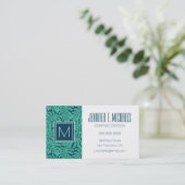 Monstera Tropical Leaf Muster| Monogramm Visitenkarte (Stehend Vorderseite)