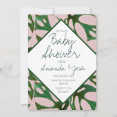 Monstera Tropical Leaf Pattern Baby Dusche Invita Einladung (Vorderseite)