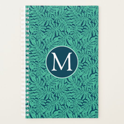 Monstera Tropical Leaf Pattern | Monogramm Planer (Vorderseite)