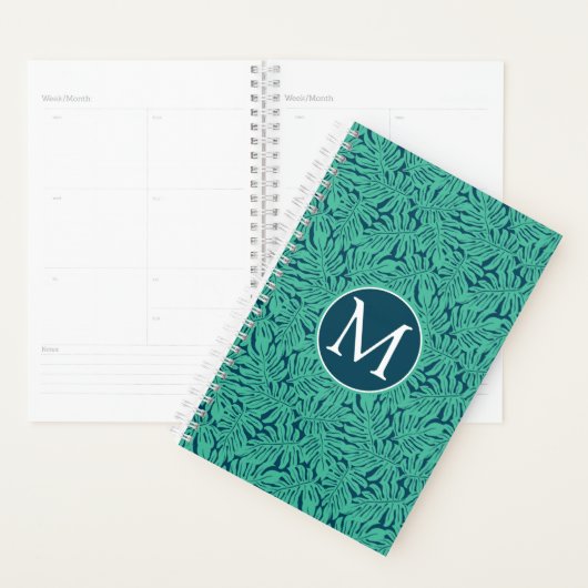 Monstera Tropical Leaf Pattern | Monogramm Planer (Anzeige)