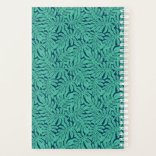 Monstera Tropical Leaf Pattern | Monogramm Planer (Rückseite)