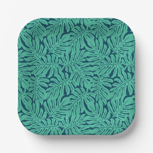 Monstera Tropical Leaf Pattern Pappteller (Vorderseite)