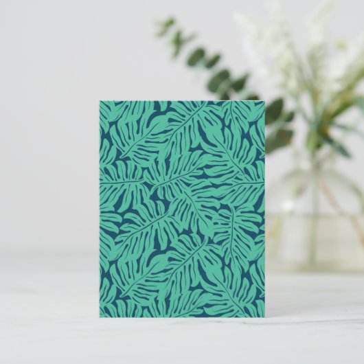 Monstera Tropical Leaf Pattern Postkarte (Stehend Vorderseite)