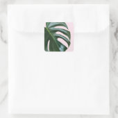 Monstera Tropical Leaf Quadratischer Aufkleber (Tasche)