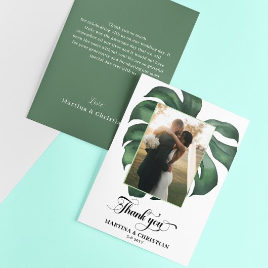Monstera Tropical Leaf Wedding Dankeskarte