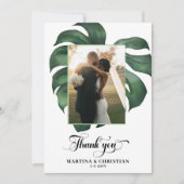 Monstera Tropical Leaf Wedding Dankeskarte (Vorderseite)