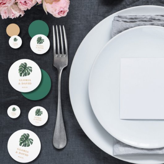 Monstera Tropical Leaf Wedding Table Konfetti