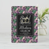 Monstera Tropical Lila Imitats Gold Brautparty Einladung (Stehend Vorderseite)