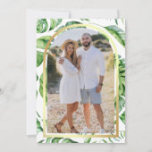 Monstera Tropical Palm Foto Wedding Save The Date (Rückseite)