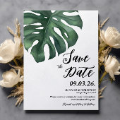 Monstera Tropical Palm Leaf Save the Date Einladung