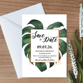 Monstera Tropical Palm Leaf Save the Date Einladung
