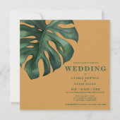 Monstera Tropical Palm Leaf Square Wedding Einladung (Vorderseite)