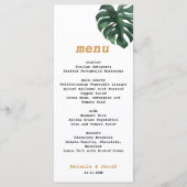 Monstera Tropical Palm Leaf Wedding Menu Card Menükarte (Vorderseite)