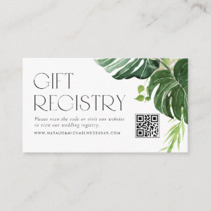 Monstera Tropical QR Code Wedding Registry Begleitkarte