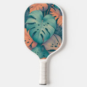 Monstera Tropical Watercolor Blätter Pickleball Schläger (Rückseite)