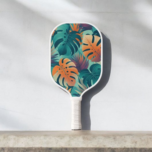 Monstera Tropical Watercolor Blätter Pickleball Schläger