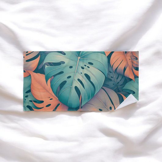 Monstera Tropical Watercolor Blätter Strandtuch