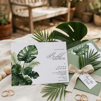 Monstera Tropicale Hochzeitsdusche-Einladung Einladung