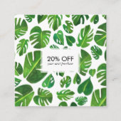 Monstera tropische Blätter illustrierte Wasserfarb Rabattkarte (Vorderseite)
