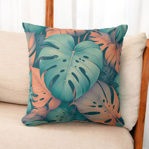 Monstera Tropische Blumen Boho Wasserfarbe Botanik Kissen