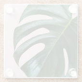 Monstera tropisches Blatt Glasuntersetzer (Rückseite)