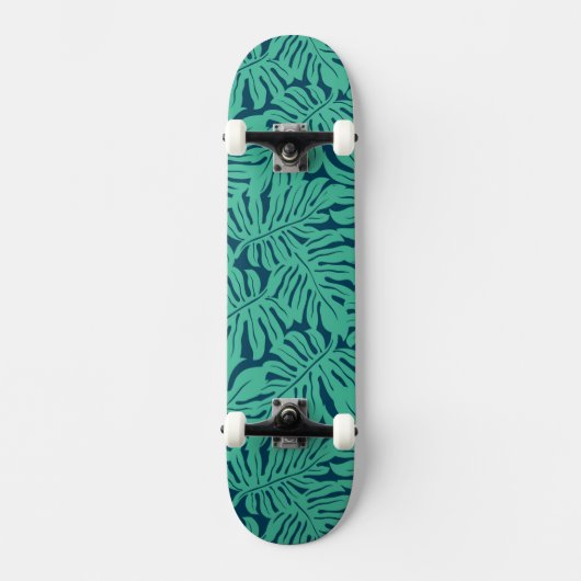 Monstera tropisches Blatt-Muster Skateboard (Vorderseite)