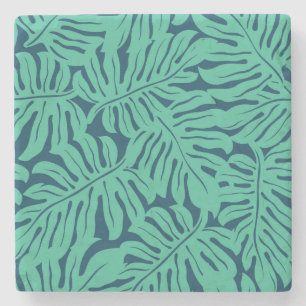 Monstera tropisches Blatt-Muster Steinuntersetzer