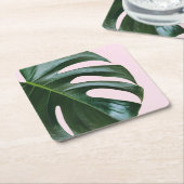 Monstera tropisches Blatt Rechteckiger Pappuntersetzer (angewinkelt)
