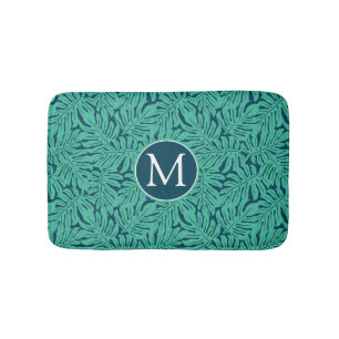 Monstera tropisches Monogramm des Blatt-Muster- Badematte