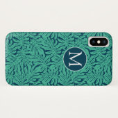 Monstera tropisches Monogramm des Blatt-Muster-| Case-Mate iPhone Hülle (Rückseite (Horizontal))