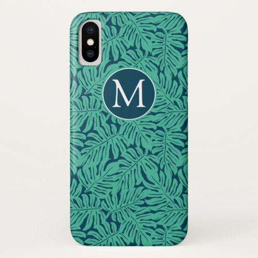 Monstera tropisches Monogramm des Blatt-Muster-| Case-Mate iPhone Hülle (Rückseite)