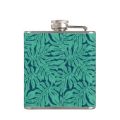 Monstera tropisches Monogramm des Blatt-Muster-| Flachmann (Rückseite)