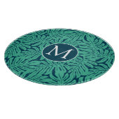 Monstera tropisches Monogramm des Blatt-Muster-| Schneidebrett (Ecke)