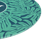 Monstera tropisches Monogramm des Blatt-Muster-| Schneidebrett (Ecke)